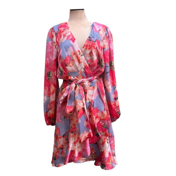 Tahari ASL Dresses & Skirts - Tahari ASL Pink and Blue Floral Long Sleeve Dress